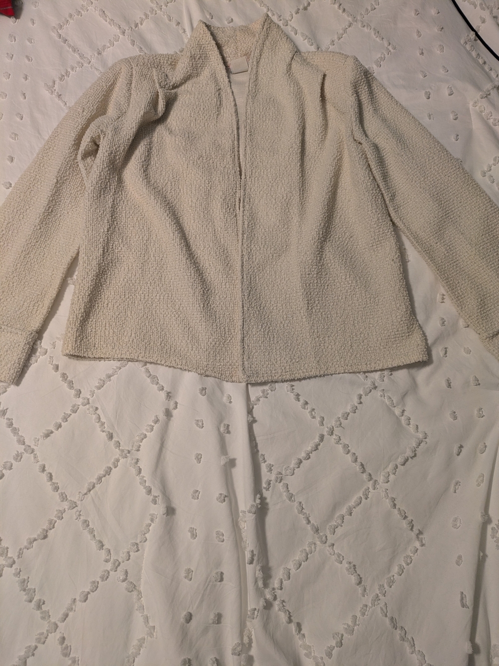 Cream Textured Open-Front Jacket - Women